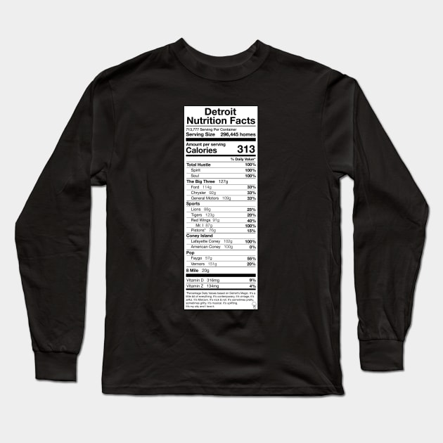 Detroit Nutrition Facts Long Sleeve T-Shirt by sandekel